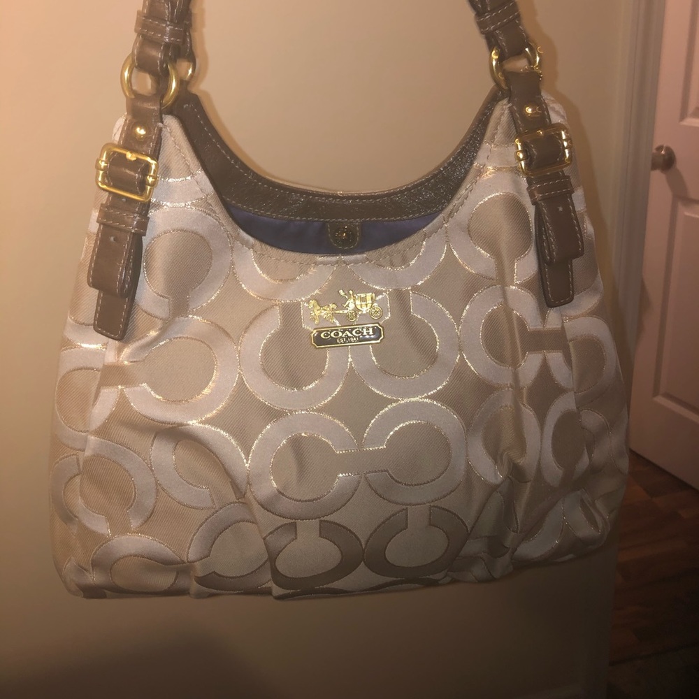 Gold and brown coach bag